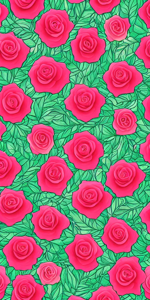 Image similar to seamless pattern of beautiful roses with leaves and throns, colourful, symmetrical, repeating 35mm photography