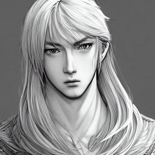 Prompt: an immortal xianxia cultivator with long blonde hair as an absurdly handsome, elegant, young anime man, ultrafine hyperrealistic detailed face illustration by kim jung gi, irakli nadar, intricate linework, sharp focus, bright colors, matte, gujian, final fantasy, unreal engine highly rendered, global illumination, radiant light, intricate environment