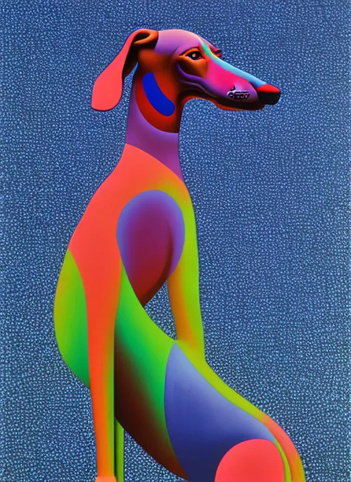 Prompt: greyhound dog statue by shusei nagaoka, kaws, david rudnick, airbrush on canvas, pastell colours, cell shaded, 8 k