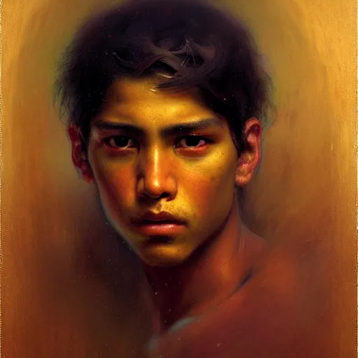 Prompt: a portrait of a good - lookiung chicano boy god,, high detail, cleary see face, by gaston bussiere, bayard wu, greg rutkowski, odd nerdrum, maxim verehin, dan dos santos, masterpiece, sharp focus, cinematic lightning - h 7 6 8