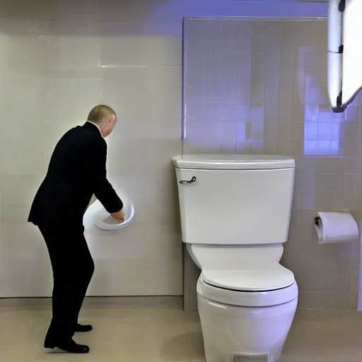 Image similar to Putin swimming inside a toilet