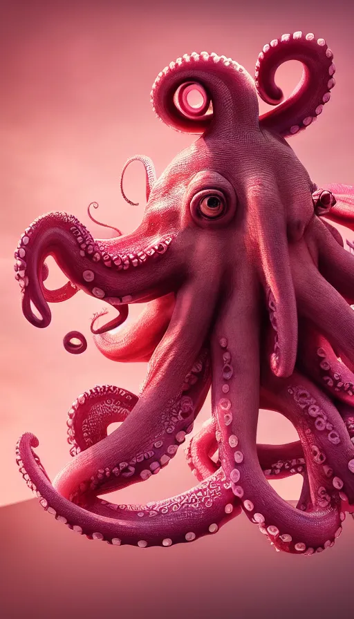 Image similar to A octopus centered-photograph of a pink elephant, film still, dynamic action pose, National Geographic, insane detail, intricate, highly detailed, Zeiss Lens, DSLR photography, smooth, sharp focus, Unreal Engine 5, Octane Render, Redshift, 8K