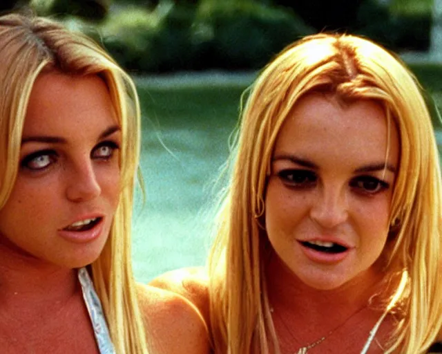 Image similar to britney spears as lindsay lohan and lindsay lohan in the parent trap, 1998, cdx