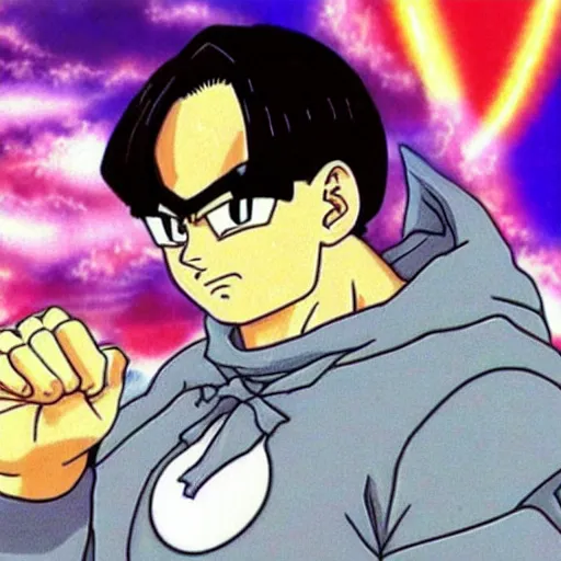 Image similar to George Costanza in DragonBall Z, anime