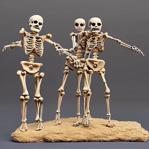 Prompt: sculpture of miniature skeletons building a clockwork woman head in the style of Kris Kuksi