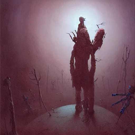 Image similar to end of the world, grunge, horror, loony toons style, illustrated by zdzisław Beksiński and greg rutkowski.