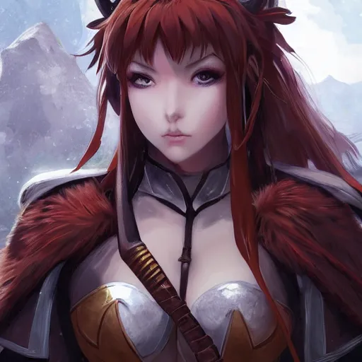 Prompt: A close-up anime portrait of Enji Night as Aela the Huntress from Skyrim, by Stanley Artgerm Lau, WLOP, Rossdraws, James Jean, Andrei Riabovitchev, Marc Simonetti, and Sakimichan, tranding on artstation