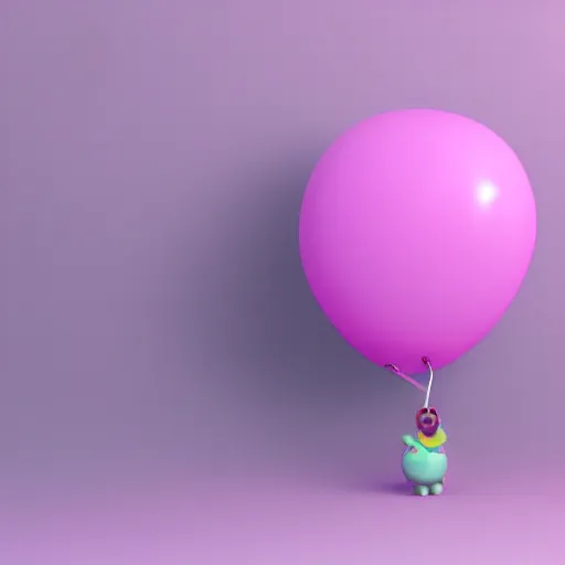 Image similar to 3D render of a pink balloon dog in a violet room