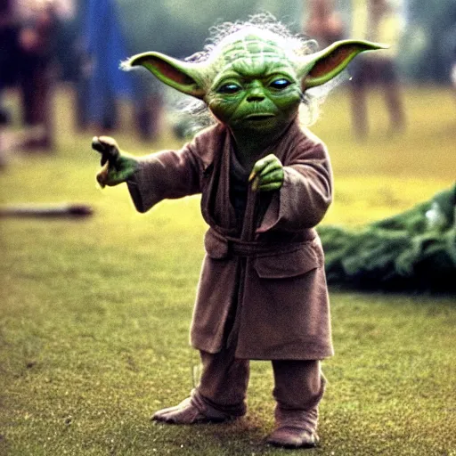 Image similar to yoda performing at woodstock