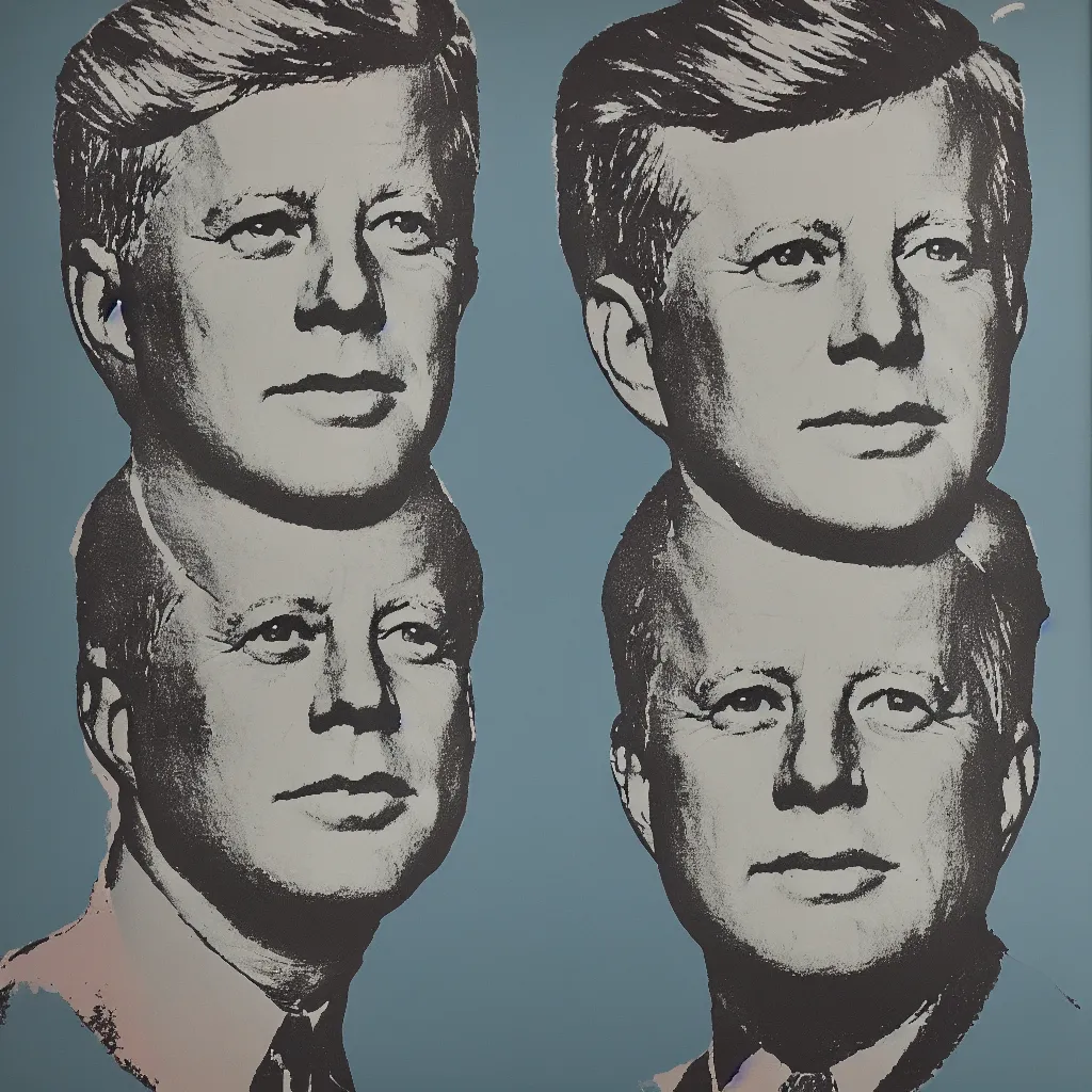 Image similar to individual silk screen portrait of jfk by andy warhol