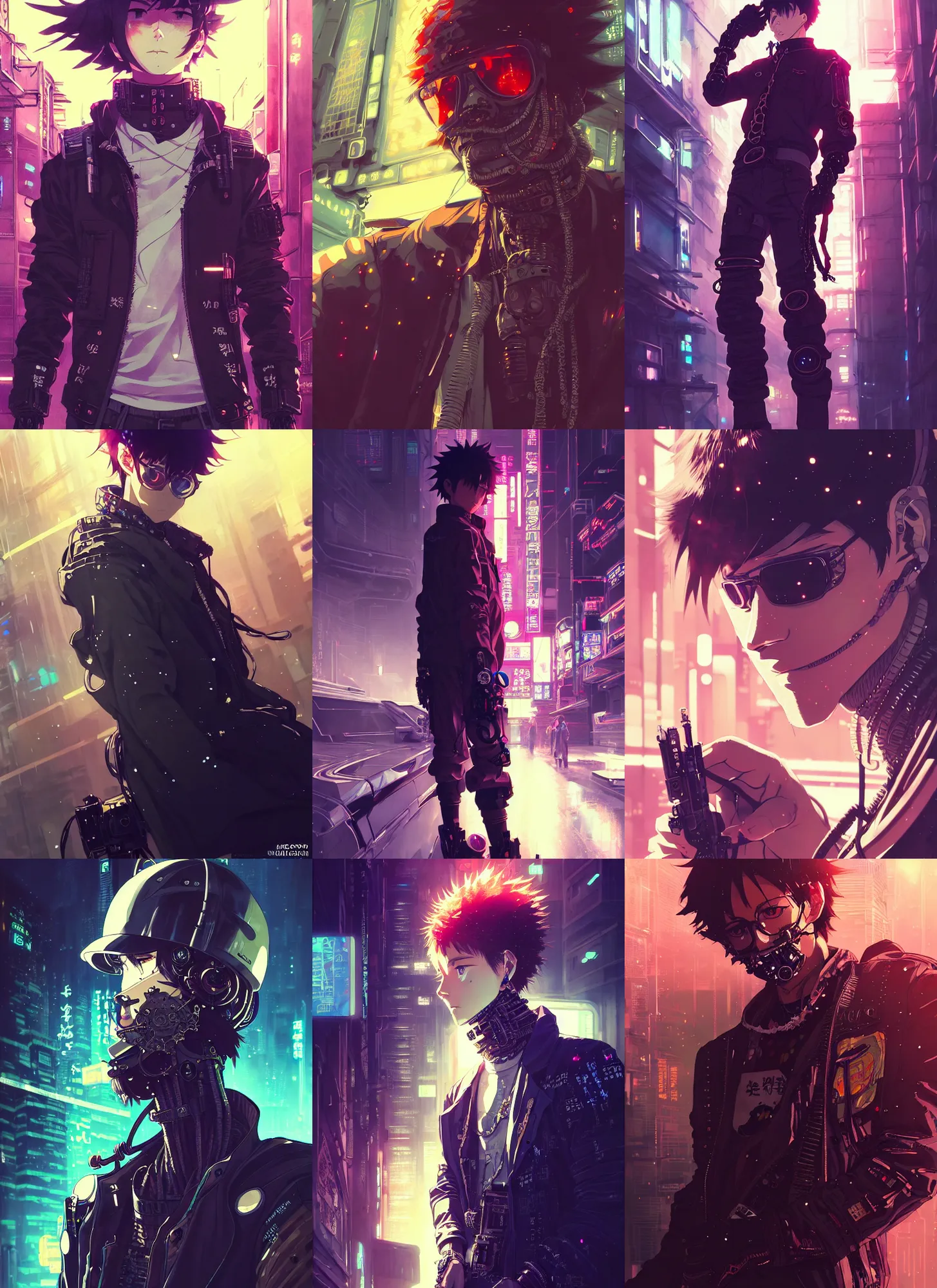 Prompt: by kyoto animation, very cool space cowboy wearing cyberpunk intricate streetwear, beautiful, detailed portrait, intricate complexity, cell shaded, 4 k, concept art, by wlop, ilya kuvshinov, artgerm, krenz cushart, greg rutkowski, pixiv. cinematic dramatic atmosphere, sharp focus, volumetric lighting, cinematic lighting, studio quality