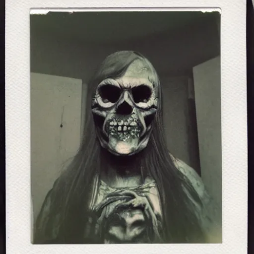 Image similar to polaroid of undead lich face shot by Tarkovsky