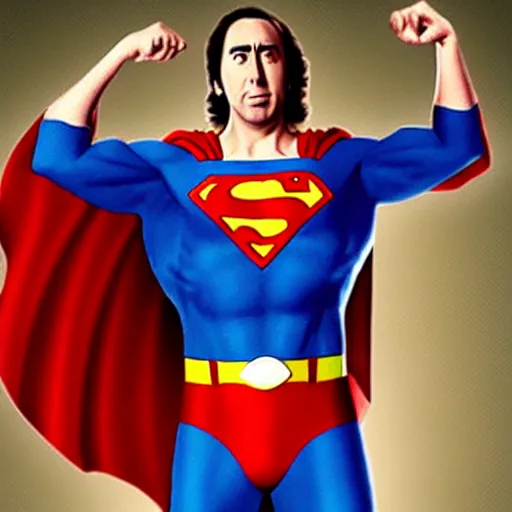 Image similar to nic cage as superman,