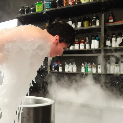 Prompt: bathing in liquid nitrogen