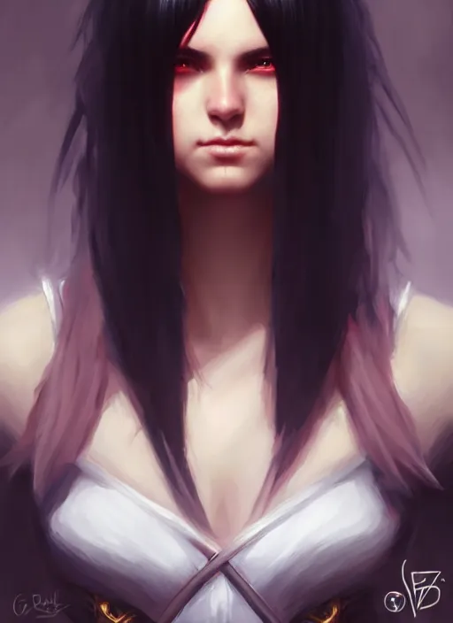 Image similar to a _ fantasy _ style _ portrait _ painting _ of young adult, black fringe hair, round face, rpg dnd oil _ painting _ unreal _ 5 _ daz. _ rpg _ portrait _ extremely _ detailed _ artgerm _ greg _ rutkowski _ greg