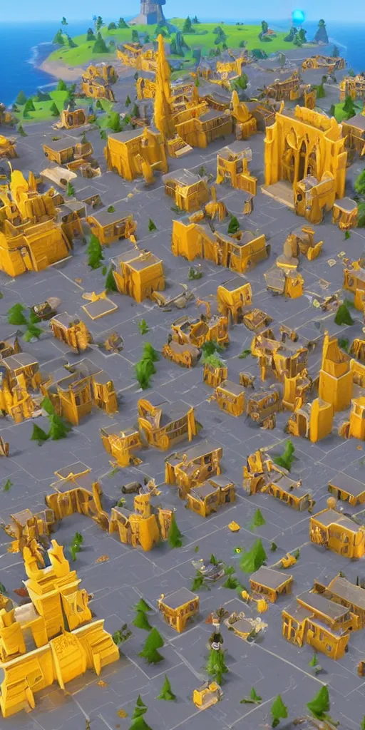 Image similar to a cathedral made of cheese, 3 d model, fortnite skin