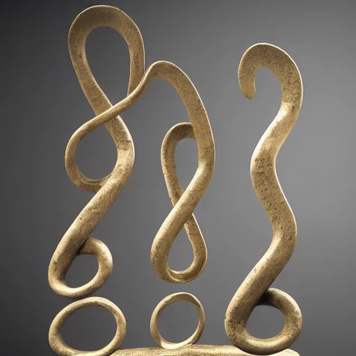 Prompt: a sculpture in bronze depicting music notes 🎵, 8 k, unreal engine, studio lighting, art installation,