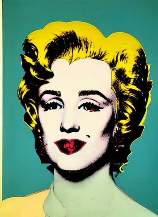 Image similar to a portrait of a pretty young lady by andy warhol