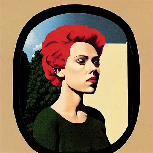 Image similar to “Scarlett Johansson portrait, Rene Magritte”