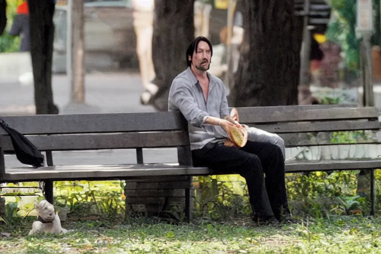 keanu reeves sad eating sandwich