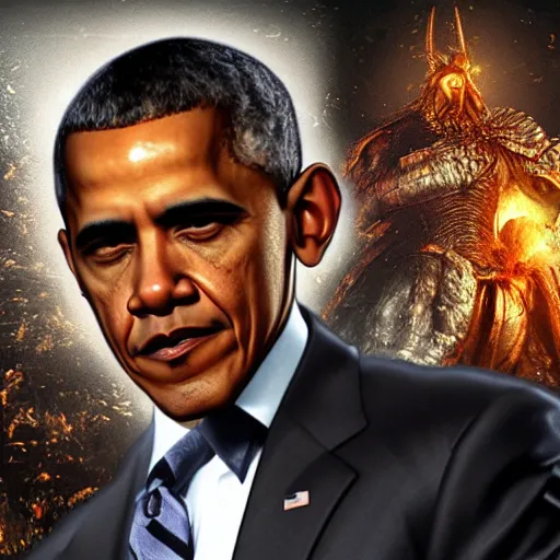 Image similar to Screenshot of Obama as a boss in Dark Souls