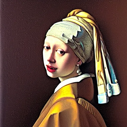 Prompt: the girl with the oyster earring by johannes vermeer