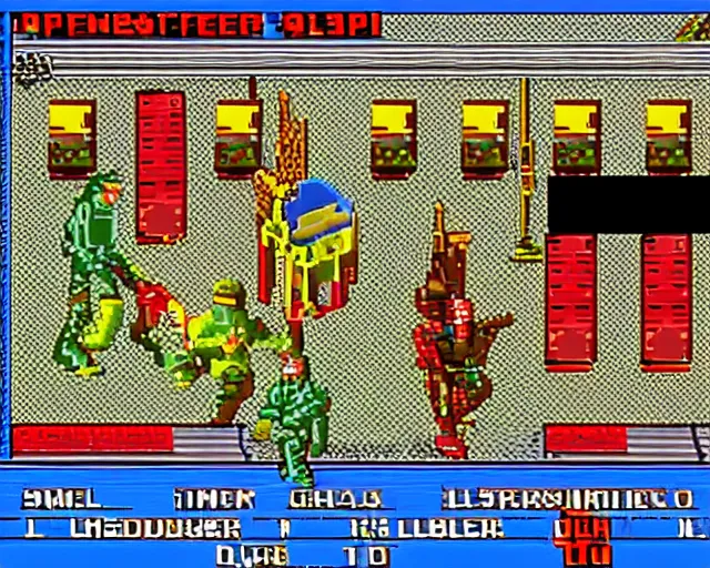 Image similar to a screenshot showing the game play from the defender iii prototype video game from williams electronics 1 9 8 5