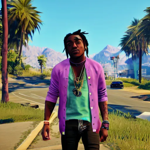 Image similar to lil uzi vert in grand theft auto 5, ultra screenshot