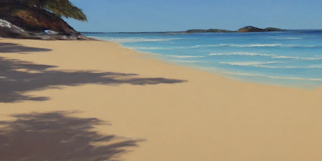 Image similar to detailed painting of an empty calm beach