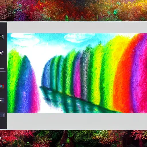 Prompt: rainbow forest trending on art station