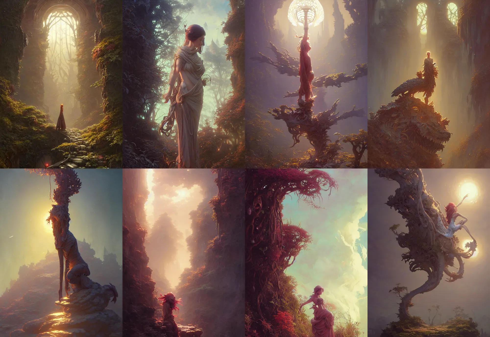 Prompt: highly detailed cetltic sculpture, stephen bliss, unreal engine, fantasy art by greg rutkowski, loish, rhads, ferdinand knab, makoto shinkai and lois van baarle, ilya kuvshinov, rossdraws, tom bagshaw, alphonse mucha, global illumination, radiant light, detailed and intricate environment