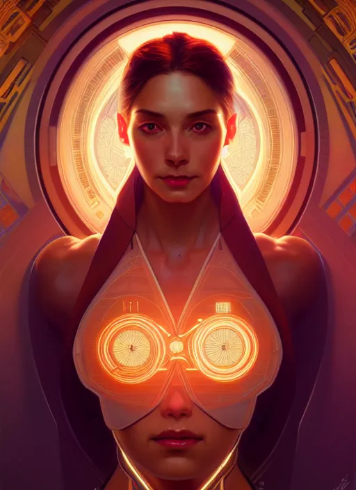 Image similar to symmetry!! portrait of female, chemisty, sci - fi, glowing lights!! intricate, elegant, highly detailed, digital painting, artstation, concept art, smooth, sharp focus, illustration, art by artgerm and greg rutkowski and alphonse mucha, 8 k