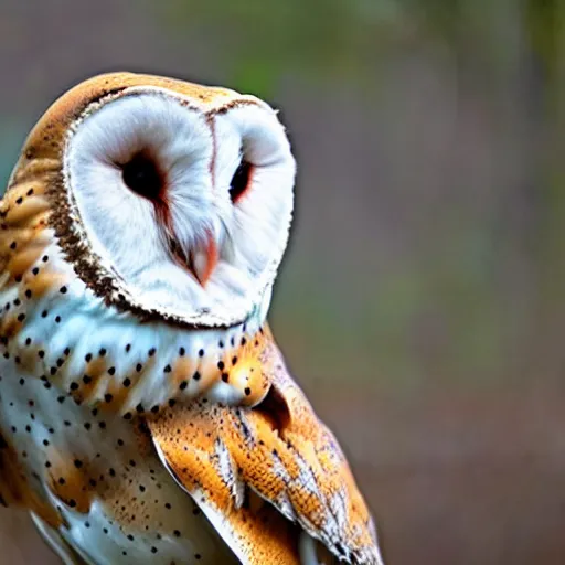 Image similar to a hybrid of a barn owl and a deer