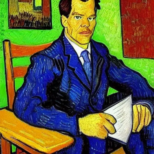 Image similar to premier rutte in the style of vincent van gogh