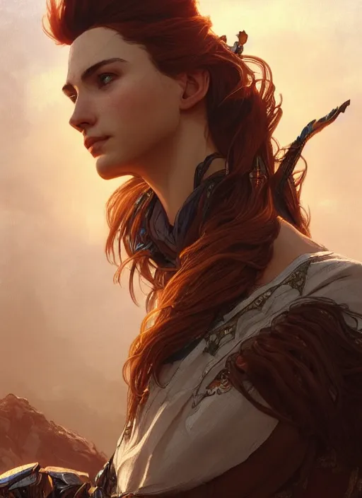 Image similar to a man in a thinking pose with head full of dreams, intricate, elegant, highly detailed, digital painting, artstation, smooth, sharp focus, illustration, art by artgerm and greg rutkowski and alphonse mucha, horizon zero dawn 8 k