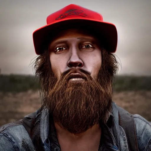 Image similar to hyperrealistic dslr film still of amorphous squid disguised as redneck with trucker hat, stunning 8 k octane comprehensive 3 d render, inspired by istvan sandorfi & greg rutkowski & unreal engine, perfect symmetry, dim volumetric cinematic lighting, extremely hyper - detailed, extremely lifelike attributes & lifelike texture, intricate, masterpiece, artstation, stunning