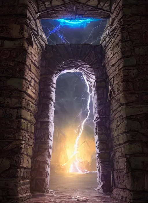 Image similar to An epic fantasy comic book style painting of a laser Shipibo textile doorway to eternity, unreal 5, DAZ, hyperrealistic, octane render, dynamic lighting