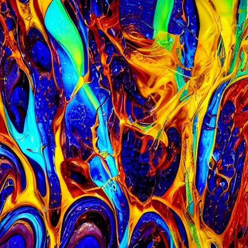 Prompt: an extremely high quality hd surrealism painting of the abstract melt of glassblowing by the victorious essence of beethovens 7th symphony, molten glass, glowing, liquid glass, 4k, high quality, ultra realistic, painting, vivid reflective impasto brushstrokes, geometric forms, highly detailed symmetry, the fifth series