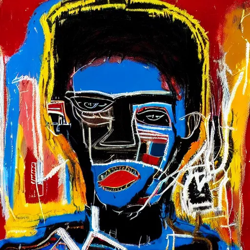 Image similar to A extremely highly detailed majestic hi-res beautiful immaculate head and shoulders painting of a strong black african man by Jean-Michel Basquiat, 8k, high textures, hyper sharp, insanely detailed and intricate, super detailed, 4k HDR high quality