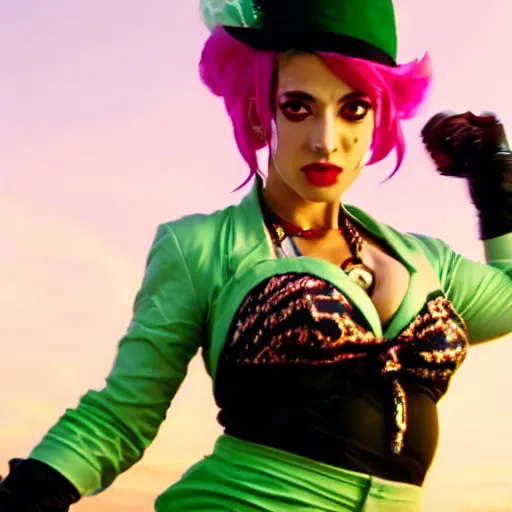 Image similar to a fotograph of jolyne kujoh from jojo's bizarre adventure, filmic, cinematographic