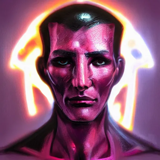 Image similar to character design sketch humanoid by ahmet atil akar, profile portrait, cyberpunk street goon, concept art character, cyberpunk fashion, with body made of purple lava and fire, marvelous designer, royalty, smooth, sharp focus, organic, deep shadowsby jerad marantz, hyperrealistic oil painting, 4 k, studio lightning