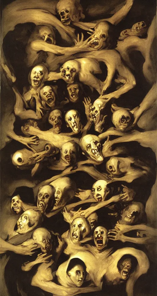 Image similar to human body being eaten by a group of eloquent, orderly nuns by francisco goya, gothic, lovecraftian, 4 k, realistic, high detail, gruesome