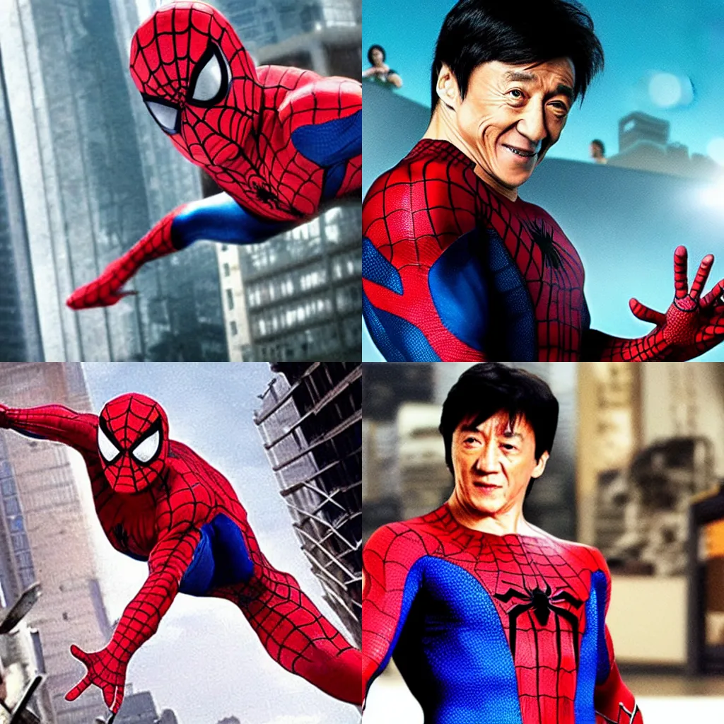 Prompt: Jackie Chan as spiderman