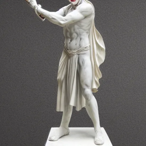 Prompt: white marble statue of the joker wearing ancient roman armor, 8 k, very detailed, very intricate,
