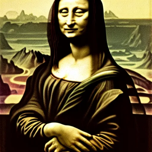 Image similar to beksinski, zdzisław - mona lisa in the style of zdzisław beksinski by zdzislaw beksinski