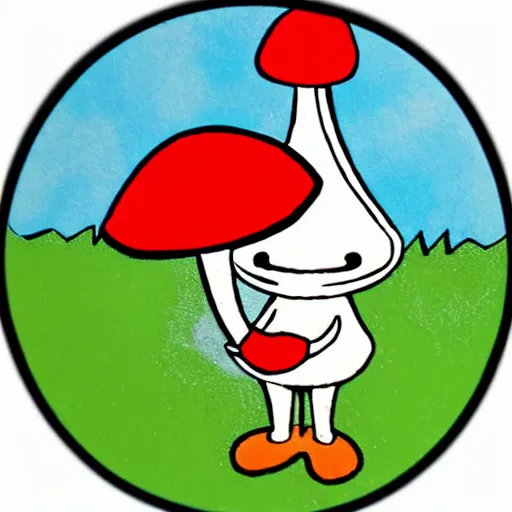 Image similar to anthropomorphic mushroom, sticker,