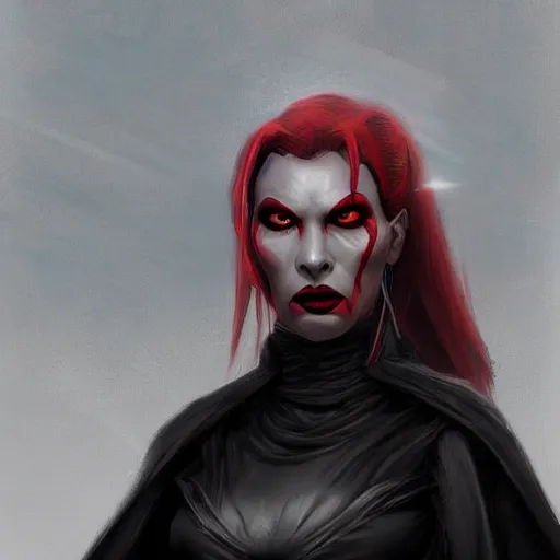 Image similar to portrait of a Darth Talon by Greg Rutkowski, she is about 20 years old, wearing black sith uniform, Star Wars Expanded Universe, highly detailed portrait, digital painting, artstation, concept art, smooth, sharp foccus ilustration, Artstation HQ