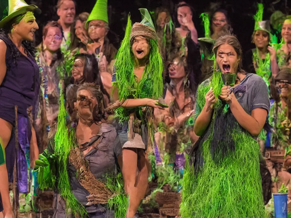 Image similar to Elphaba just won immunity on Survivor, but she cheated with her magic and everybody knows it, 8k resolution, ultra realistic