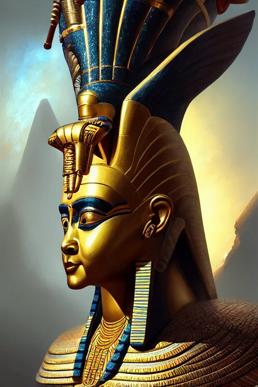 Image similar to egypt god osiris, god of the underworld, highly detailed, d & d, fantasy, highly detailed, digital painting, trending on artstation, concept art, sharp focus, illustration, global illumination, ray tracing, realistic shaded, art by artgerm and greg rutkowski and fuji choko and viktoria gavrilenko and hoang lap, sunny