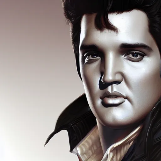 Image similar to elvis presley, intricate, highly detailed, digital painting, artstation, concept art, smooth, sharp focus, illustration, unreal engine 5, 8 k, art by artgerm and greg rutkowski and alphonse mucha